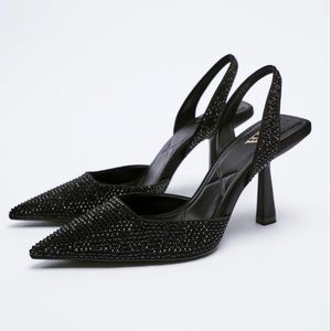 Zara SHIMMERY SLINGBACK HEELS size 7